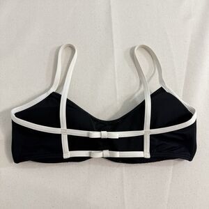 $99 KATE SPADE "PLAGUE DU MIDI" BLACK WHITE TRIM BRALETTE BIKINI TOP MEDIUM